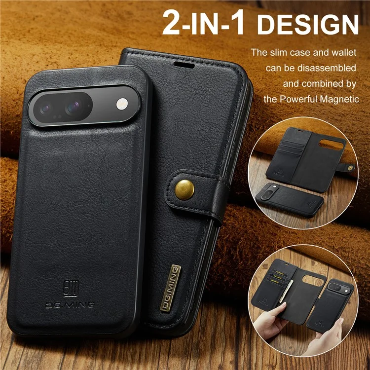 DG.MING per Google Pixel 9 / 9 Pro Case Custodia in pelle divisibile staccabile - Nero