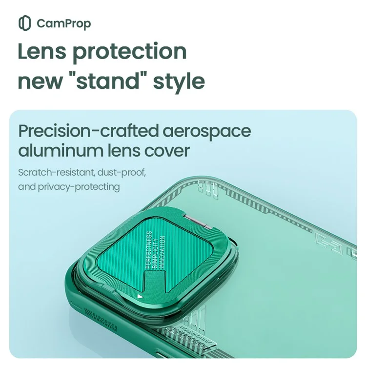 NILLKIN Iceblade Prop for iPhone 16 Pro Case PC+TPU Phone Shell with Lens Cover Kickstand - Green