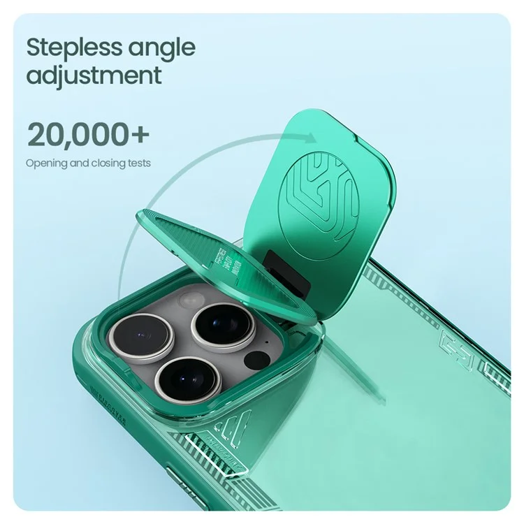 NILLKIN Iceblade Prop for iPhone 16 Pro Case PC+TPU Phone Shell with Lens Cover Kickstand - Green