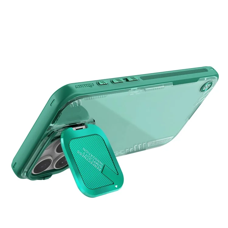 NILLKIN Iceblade Prop for iPhone 16 Pro Case PC+TPU Phone Shell with Lens Cover Kickstand - Green