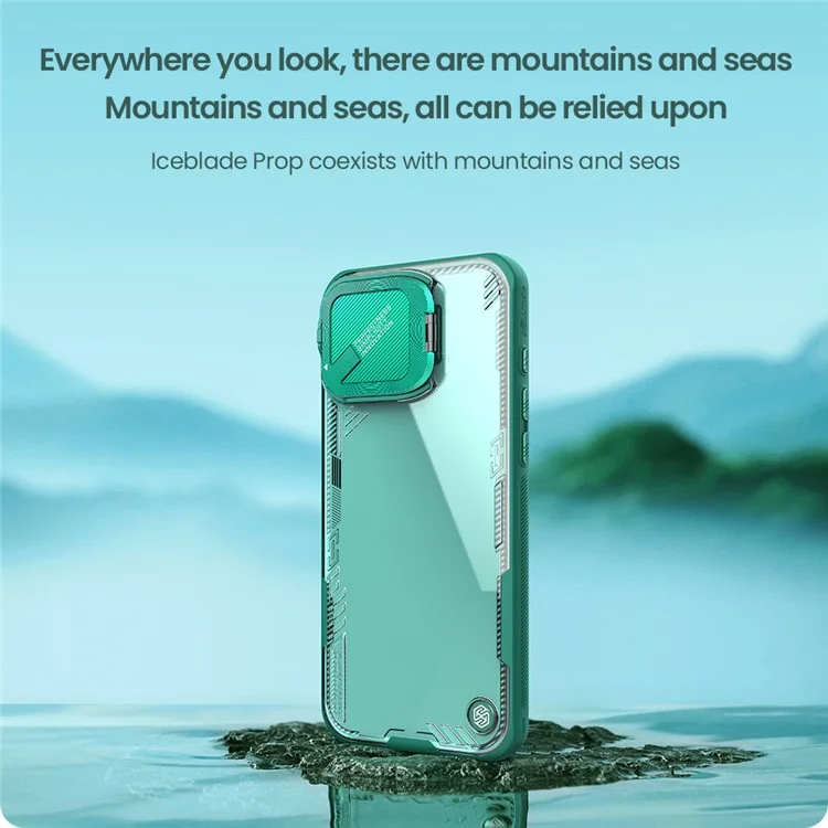 NILLKIN Iceblade Prop for iPhone 16 Pro Case PC+TPU Phone Shell with Lens Cover Kickstand - Green