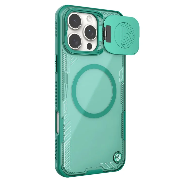 NILLKIN Iceblade Prop Magnetic Series For iPhone 16 Pro Case Compatible with MagSafe PC+TPU Phone Cover Slide Lens Lid - Verde