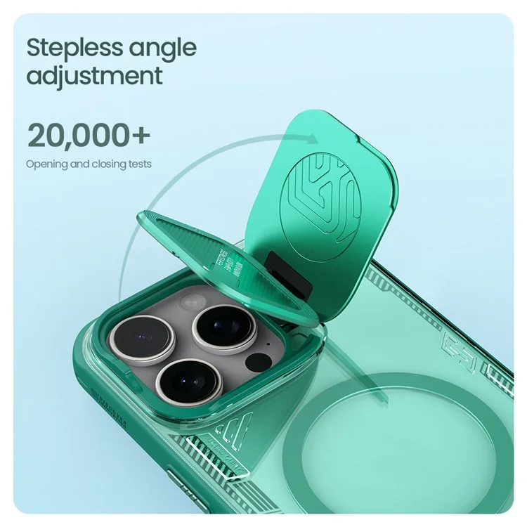 NILLKIN Iceblade Prop Magnetic Series For iPhone 16 Pro Case Compatible with MagSafe PC+TPU Phone Cover Slide Lens Lid - Verde