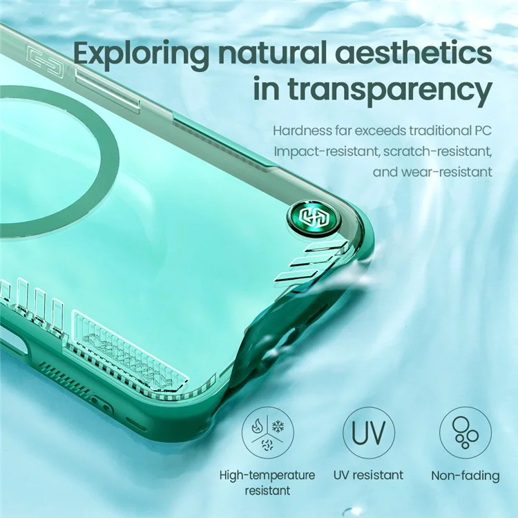 NILLKIN Iceblade Prop Magnetic Series For iPhone 16 Pro Case Compatible with MagSafe PC+TPU Phone Cover Slide Lens Lid - Verde
