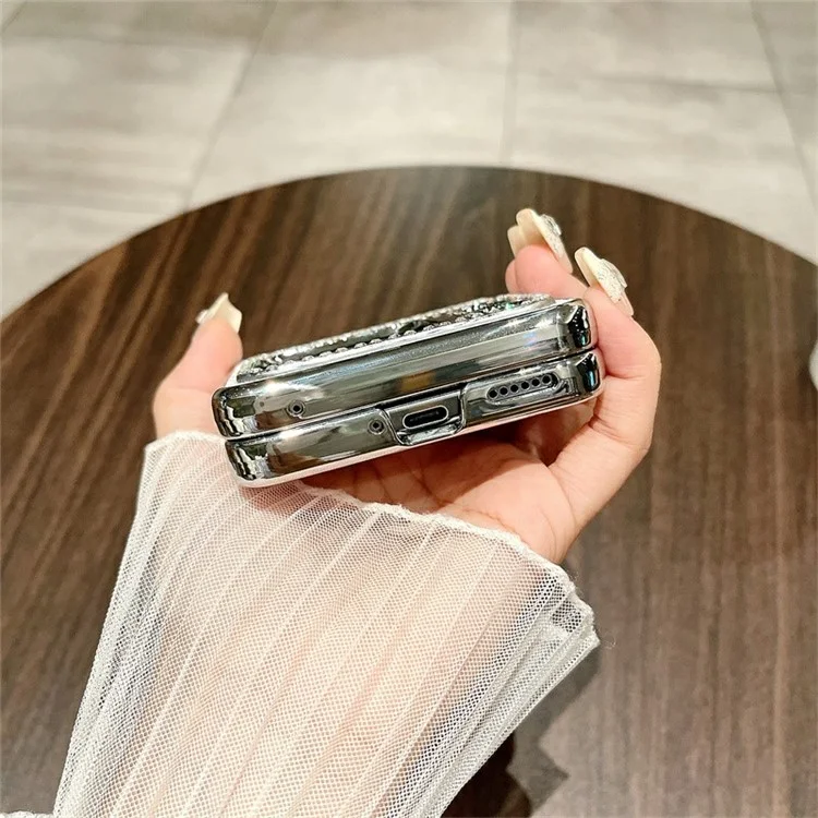 Per Huawei Nova Flip 5G Case Scala Del Pesce Texture PU Leather+PC Rhinestone Cover Del Telefono - Bianco