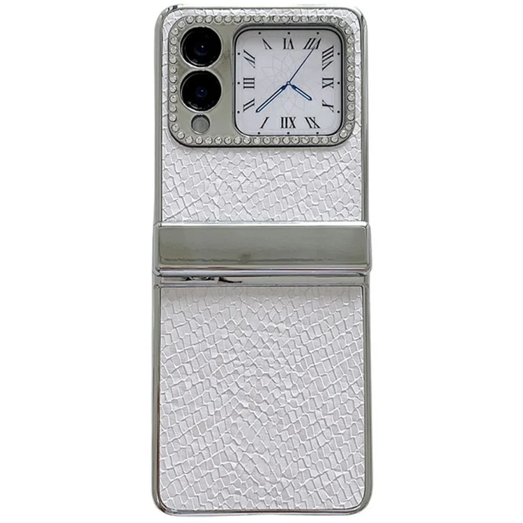 Per Huawei Nova Flip 5G Case Scala Del Pesce Texture PU Leather+PC Rhinestone Cover Del Telefono - Bianco