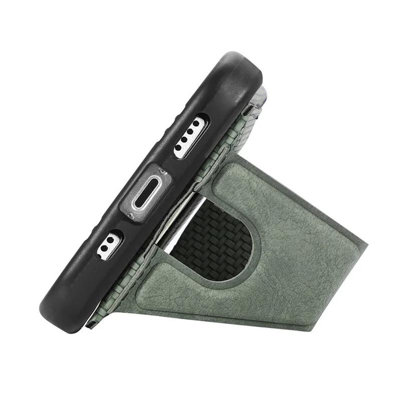 Para iPhone 16 Plus Case K-Shaped Kickstand Leather+PC+TPU Phone Cover - Verde
