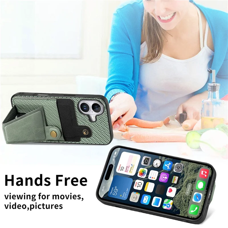 Para iPhone 16 Plus Case K-Shaped Kickstand Leather+PC+TPU Phone Cover - Verde