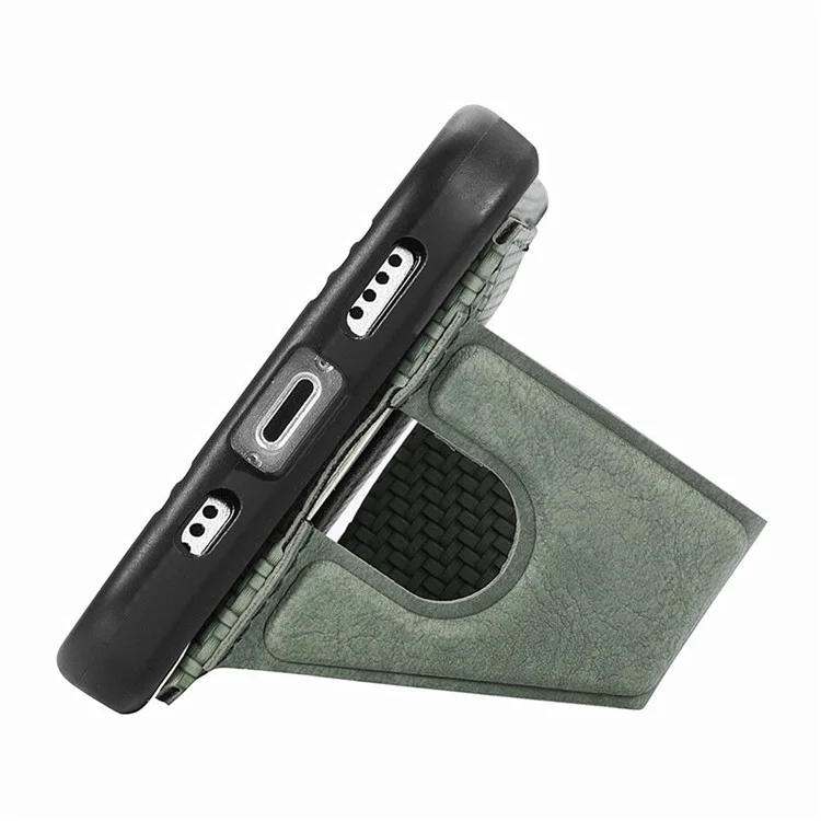 Per iPhone 16 Pro Case K-Shaped Kickstand Leather+PC+TPU Phone Cover - Verde