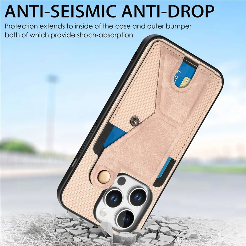 For iPhone 16 Pro Max Case K-Shaped Kickstand Leather+PC+TPU Phone Cover - Green