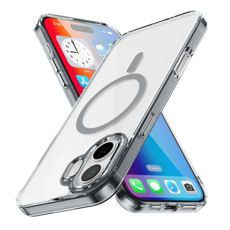 Pour L'iphone 16 Compatible Avec Magsafe Tpu + pc Transparent Cover Transparent - Gris