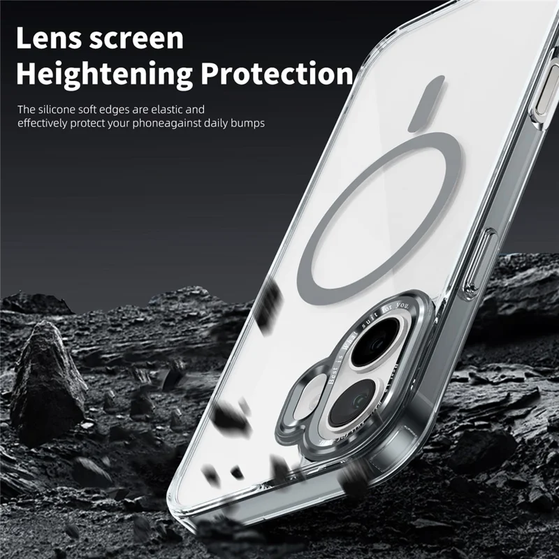 Pour L'iphone 16 Compatible Avec Magsafe Tpu + pc Transparent Cover Transparent - Gris