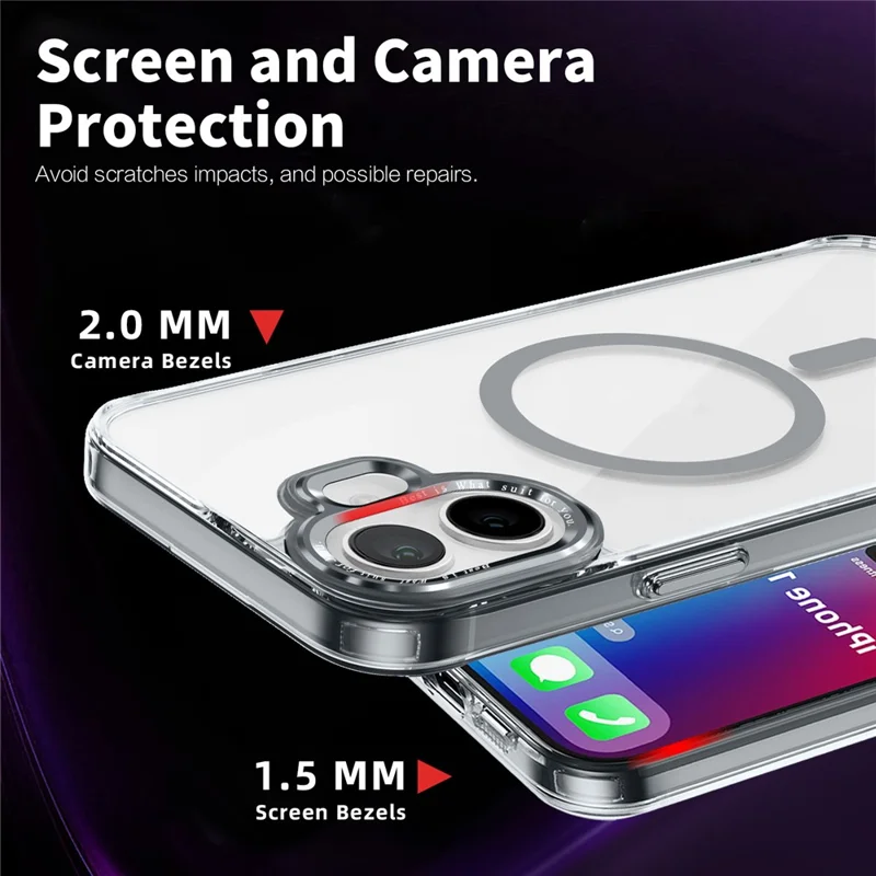 Pour L'iphone 16 Compatible Avec Magsafe Tpu + pc Transparent Cover Transparent - Gris