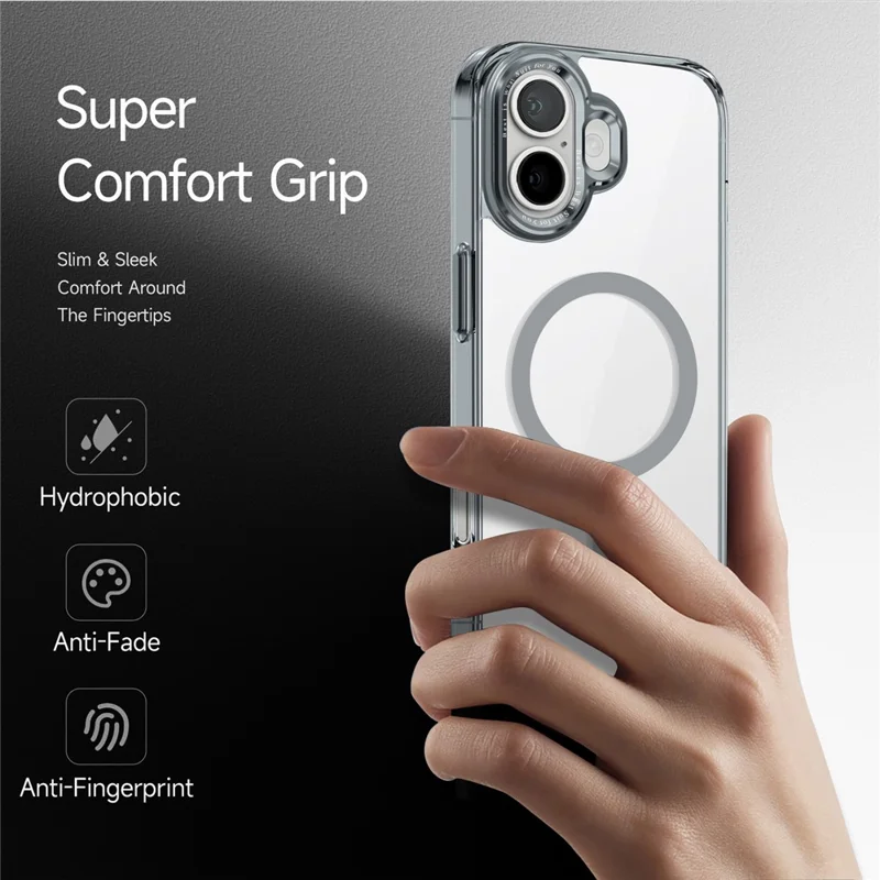 Pour L'iphone 16 Compatible Avec Magsafe Tpu + pc Transparent Cover Transparent - Gris