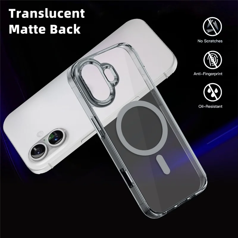 Pour L'iphone 16 Compatible Avec Magsafe Tpu + pc Transparent Cover Transparent - Gris