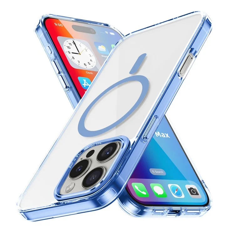 Pour L'iphone 16 Pro Max Case Compatible Avec Magsafe Tpu + pc Transparent Hover Travel - Bébé Bleu