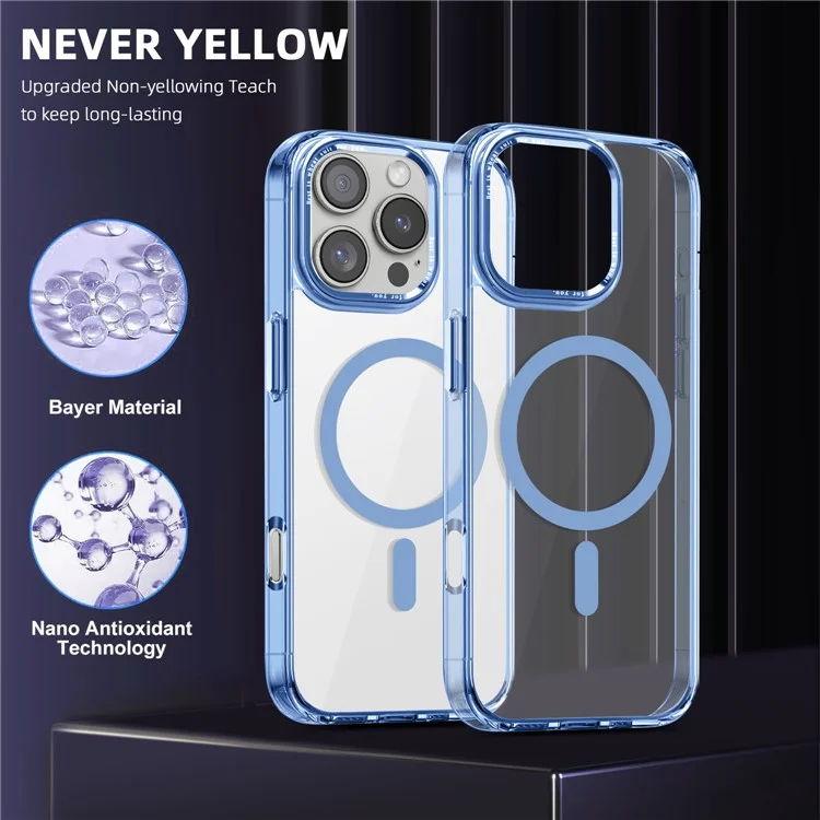 Pour L'iphone 16 Pro Max Case Compatible Avec Magsafe Tpu + pc Transparent Hover Travel - Bébé Bleu