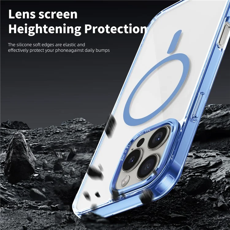 Pour L'iphone 16 Pro Max Case Compatible Avec Magsafe Tpu + pc Transparent Hover Travel - Bébé Bleu