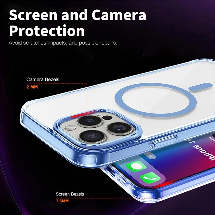 Pour L'iphone 16 Pro Max Case Compatible Avec Magsafe Tpu + pc Transparent Hover Travel - Bébé Bleu