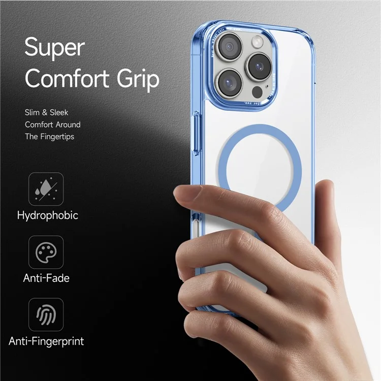Pour L'iphone 16 Pro Max Case Compatible Avec Magsafe Tpu + pc Transparent Hover Travel - Bébé Bleu