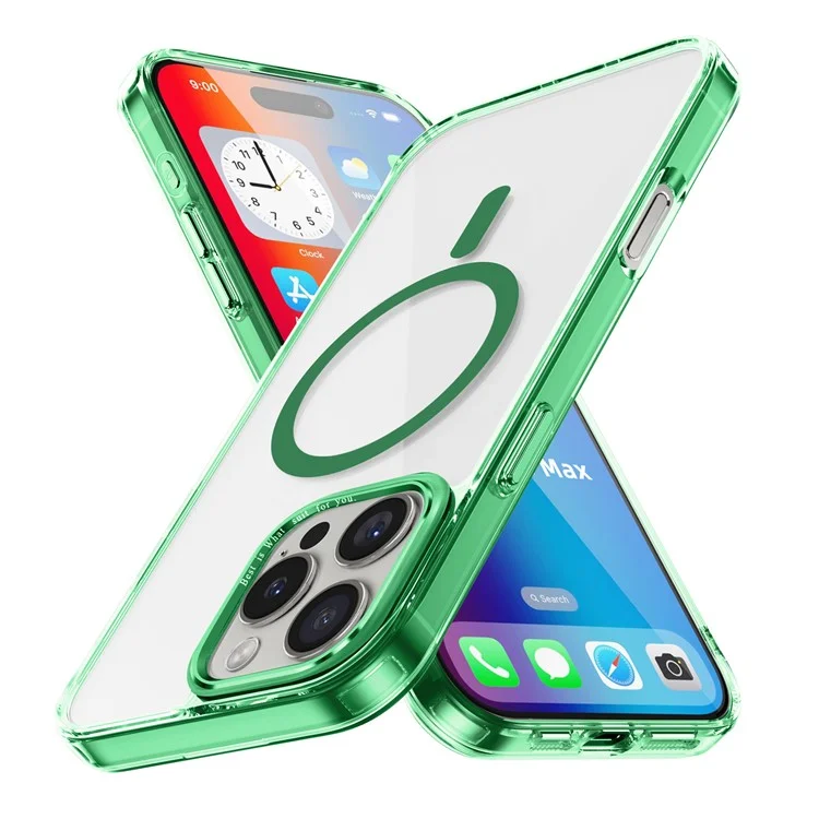 For iPhone 16 Pro Case Compatible with MagSafe TPU+PC Transparent Phone Cover - Green