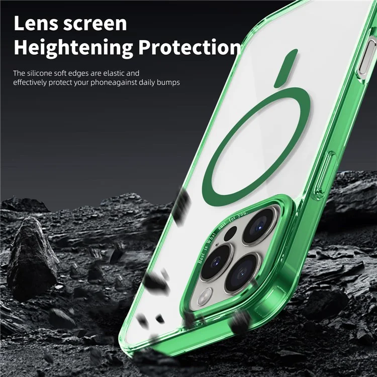 For iPhone 16 Pro Case Compatible with MagSafe TPU+PC Transparent Phone Cover - Green