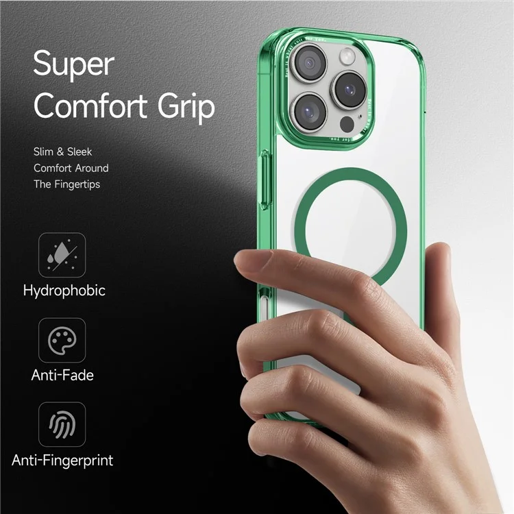 For iPhone 16 Pro Case Compatible with MagSafe TPU+PC Transparent Phone Cover - Green