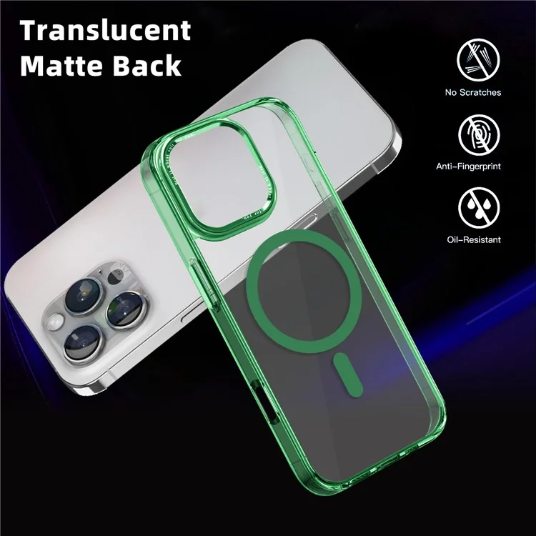 For iPhone 16 Pro Case Compatible with MagSafe TPU+PC Transparent Phone Cover - Green