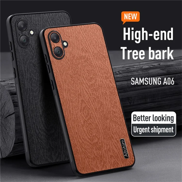 Для Samsung Galaxy A06 Case Wood Texture PU - Коричневый