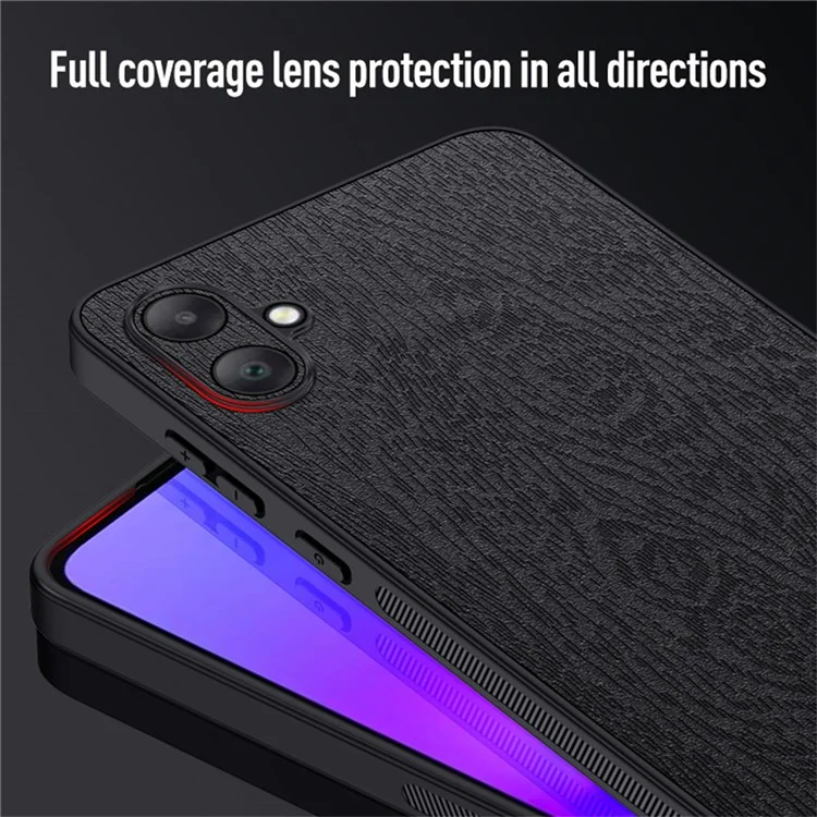 Для Samsung Galaxy A06 Case Wood Texture PU - Коричневый