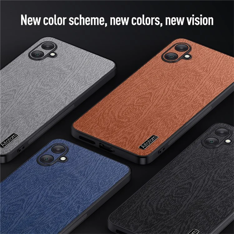 Для Samsung Galaxy A06 Case Wood Texture PU - Коричневый