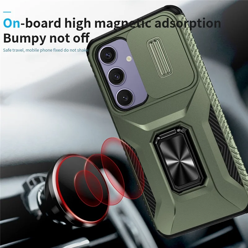 For Samsung Galaxy S24 FE Case Camshield Kickstand TPU+PC Anti-Slip Phone Cover - Green