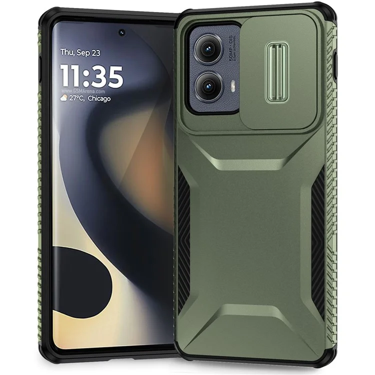 For Motorola Edge (2024) 5G Case Camshield TPU+PC Phone Cover Non-Slip Side Edge - Green