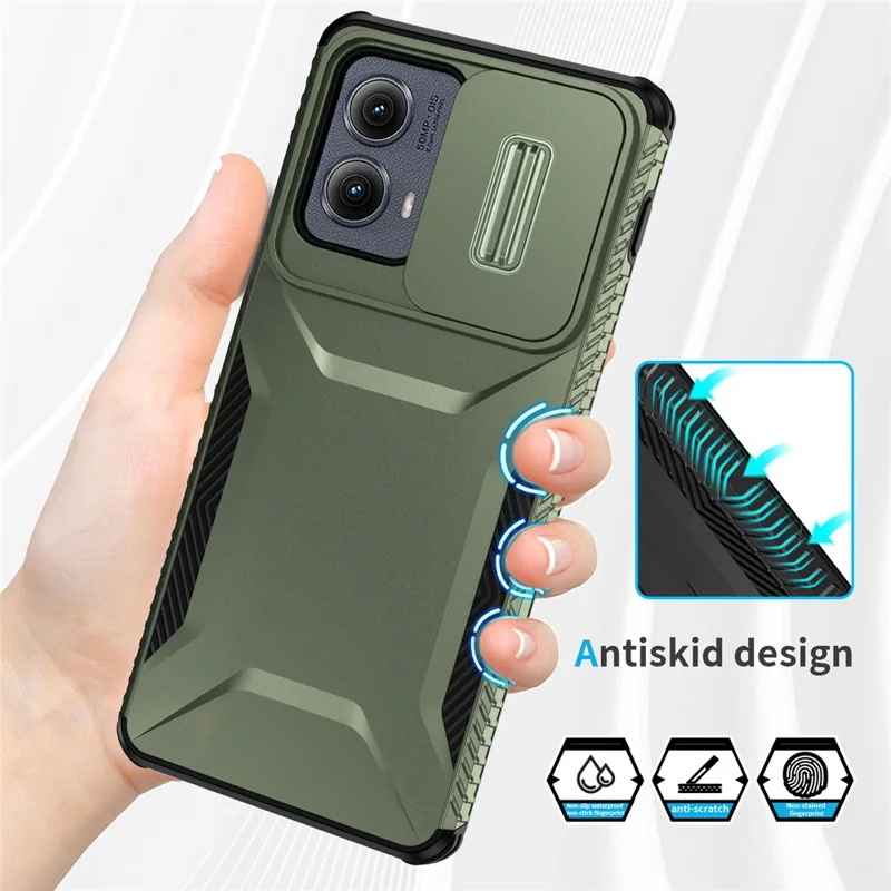 For Motorola Edge (2024) 5G Case Camshield TPU+PC Phone Cover Non-Slip Side Edge - Green