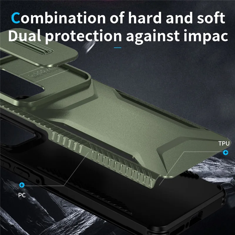 For Motorola Edge (2024) 5G Case Camshield TPU+PC Phone Cover Non-Slip Side Edge - Green