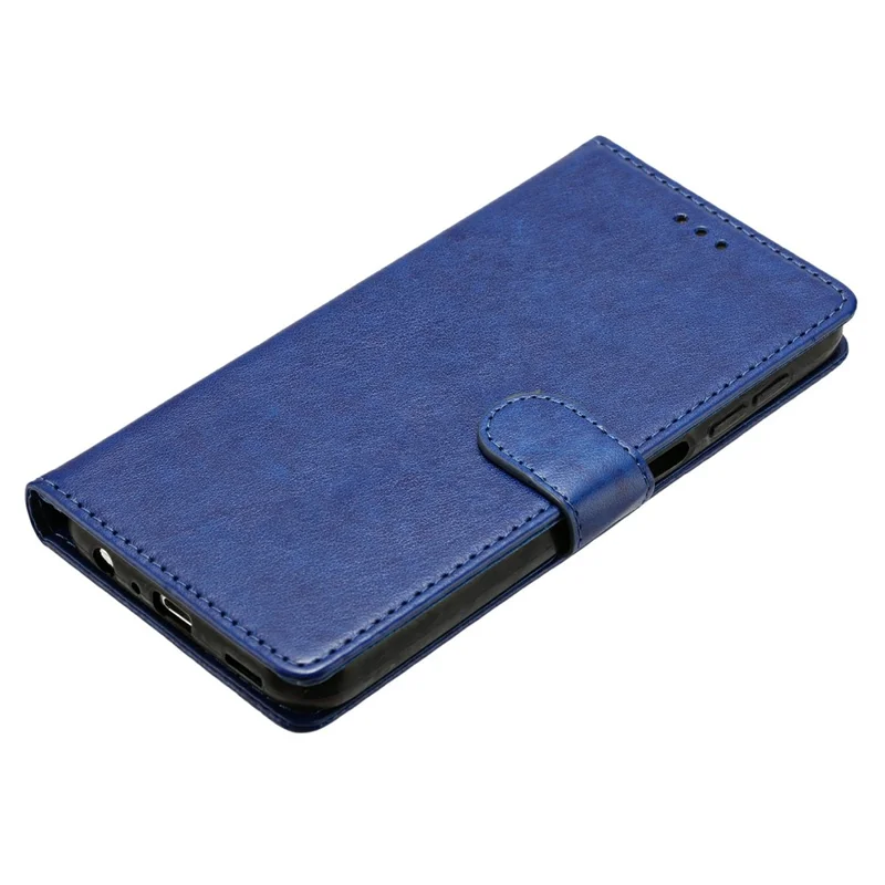 For iPhone 14 Pro Leather Phone Case Wallet Stand Cover with Handy Strap - Blue
