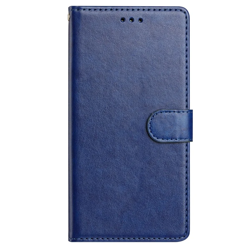 For iPhone 14 Pro Leather Phone Case Wallet Stand Cover with Handy Strap - Blue