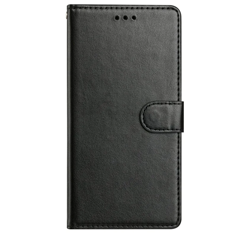 For iPhone 14 Plus Leather Phone Case Wallet Stand Cover with Handy Strap - Black