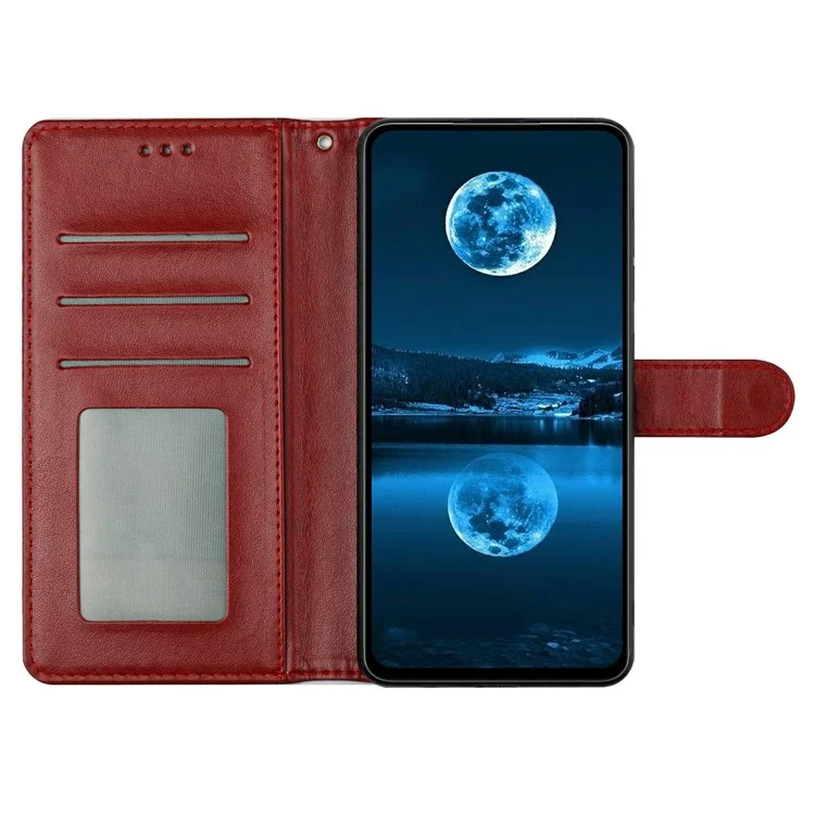 For iPhone 16 Plus Leather Phone Case Wallet Stand Cover with Handy Strap - Red
