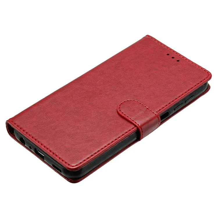 For Samsung Galaxy A16 5G / A16 4G Leather Phone Case Wallet Stand Cover with Handy Strap - Red