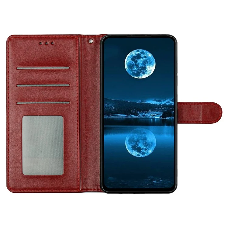 For Samsung Galaxy S24 Ultra Leather Phone Case Wallet Stand Cover with Handy Strap - Red