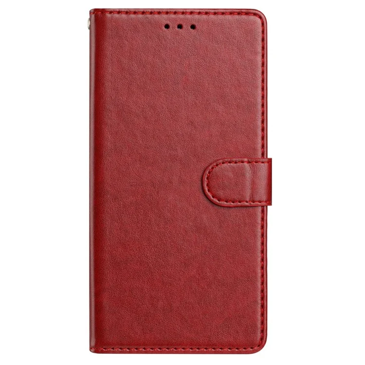 For Samsung Galaxy S24 Ultra Leather Phone Case Wallet Stand Cover with Handy Strap - Red