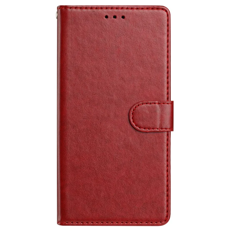 For Samsung Galaxy S24 Leather Phone Case Wallet Stand Cover with Handy Strap - Red