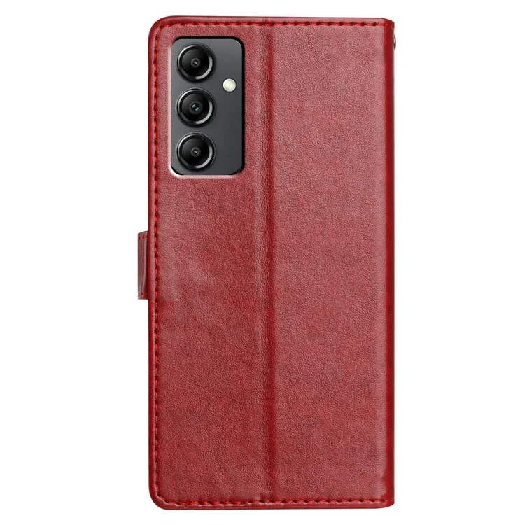 For Samsung Galaxy A14 4G  /  5G Leather Phone Case Wallet Stand Cover with Handy Strap - Red