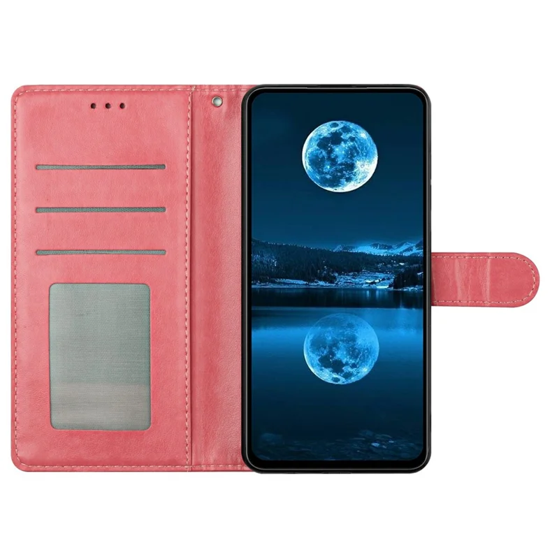 For Samsung Galaxy A34 5G Leather Phone Case Wallet Stand Cover with Handy Strap - Pink