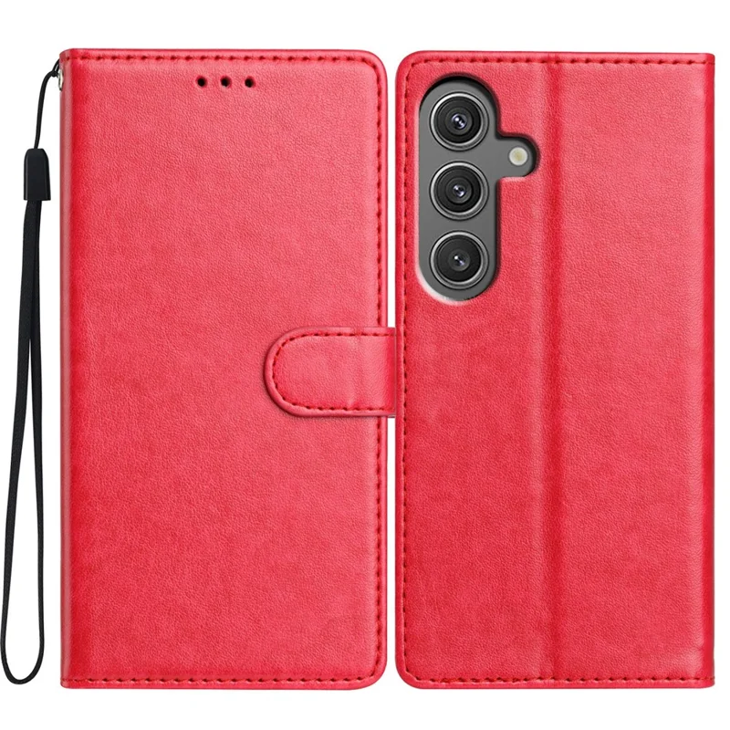 For Samsung Galaxy A25 5G (Global) (161.0 x 76.5 x 8.3mm) Leather Phone Case Wallet Stand Cover with Handy Strap - Rose