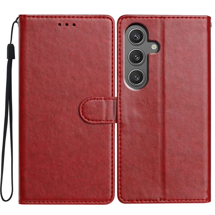 Para Samsung Galaxy A15 5G Teléfono de Cuero Funda de la Billetera Con Correa de Práctica - Rojo