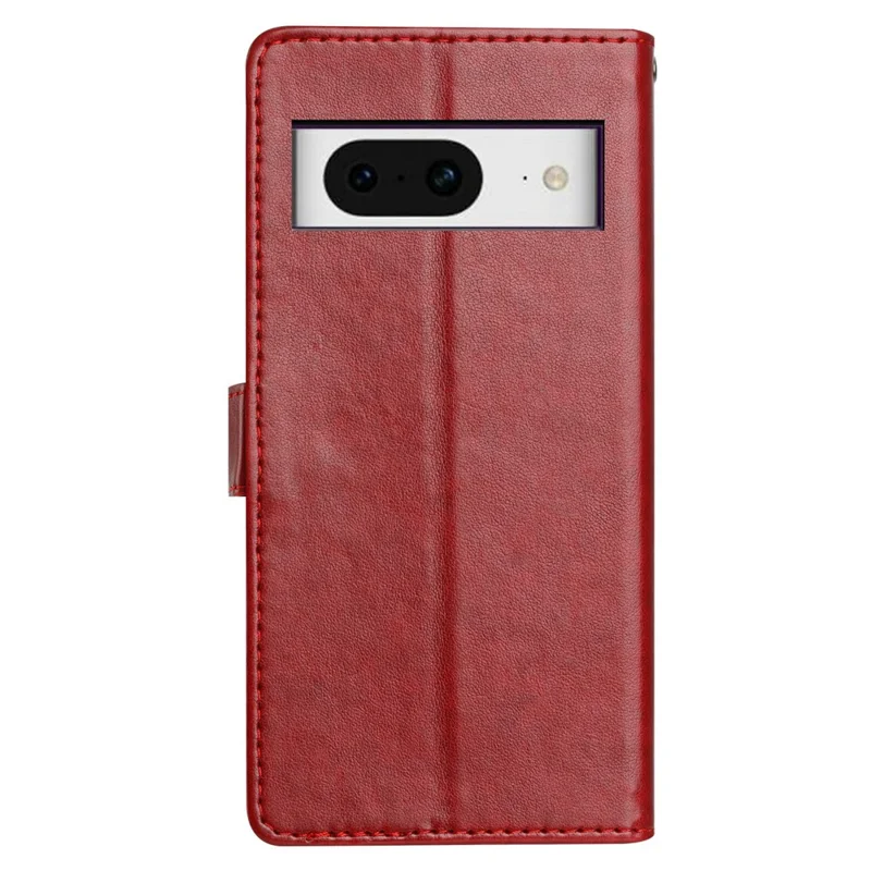 Para Google Pixel 8 Case de Cuero Tapa de la Billetera Con Correa Práctica - Rojo