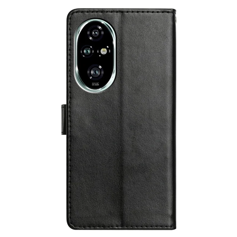 For Honor 200 Pro 5G Leather Phone Case Wallet Stand Cover with Handy Strap - Black