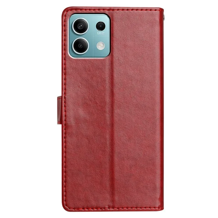 Para Xiaomi Redmi Note 13 5G Case de Cuero Tapa de la Billetera de la Billetera Con Una Senta de Correa - Rojo